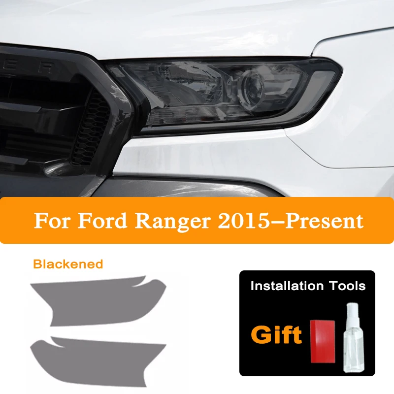 

2 Pcs Car Headlight Protective Film For Ford Ranger Wildtrak Raptor 2015-Present Tint Black Transparent TPU Sticker Accessories