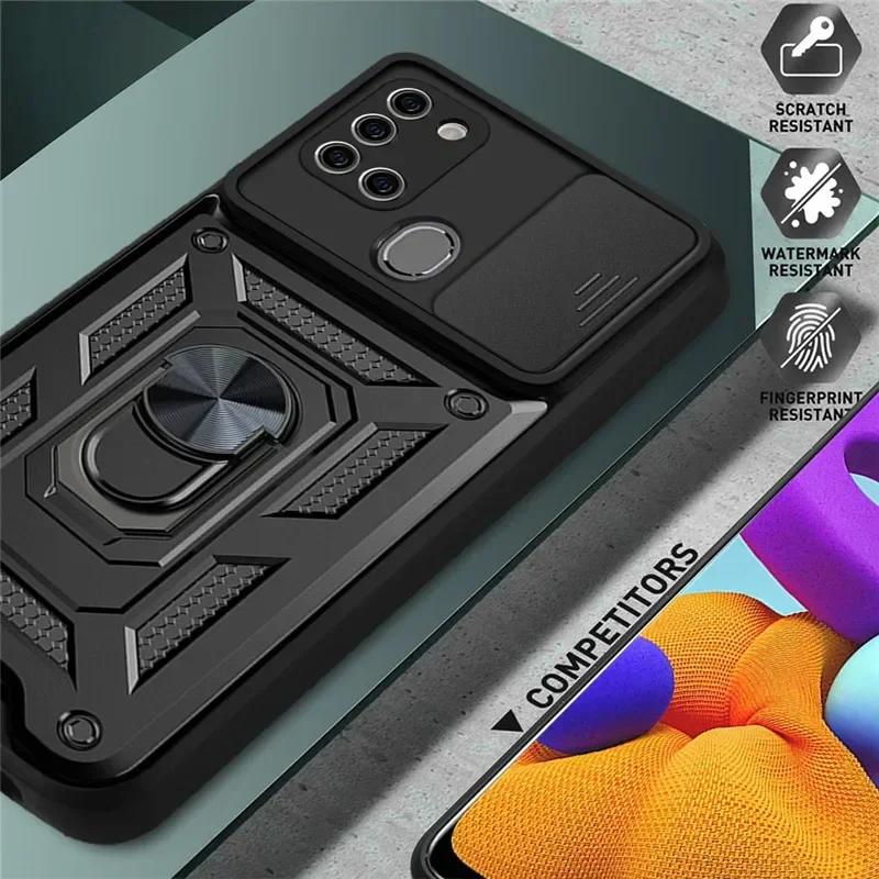 Для Samsung Galaxy A21S чехол противоударный бронированный держатель-подставка с