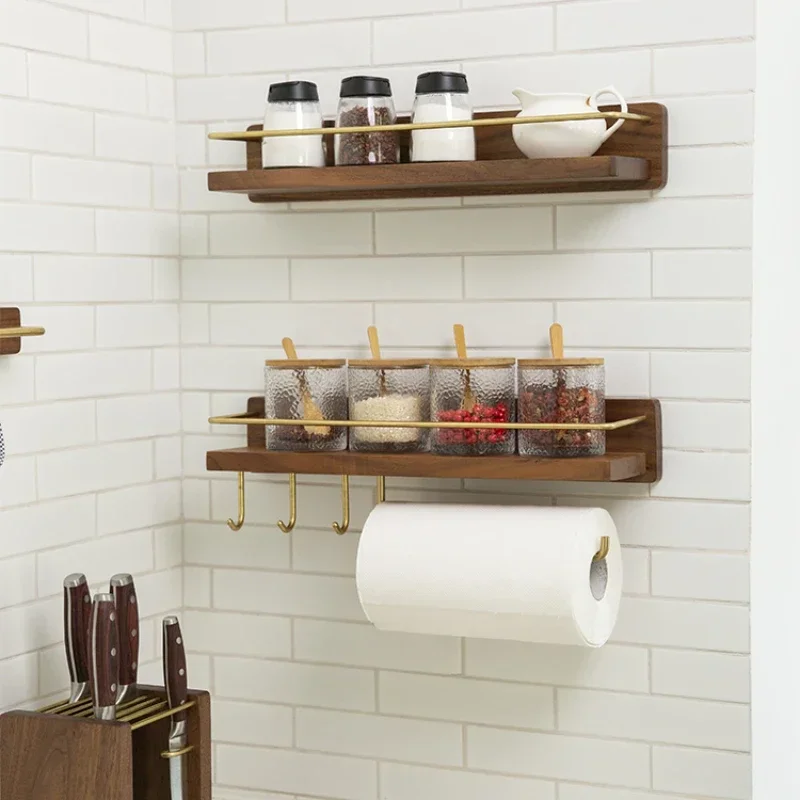 Стеллаж для кухни из черного ореха простой стеллаж специй без сверления