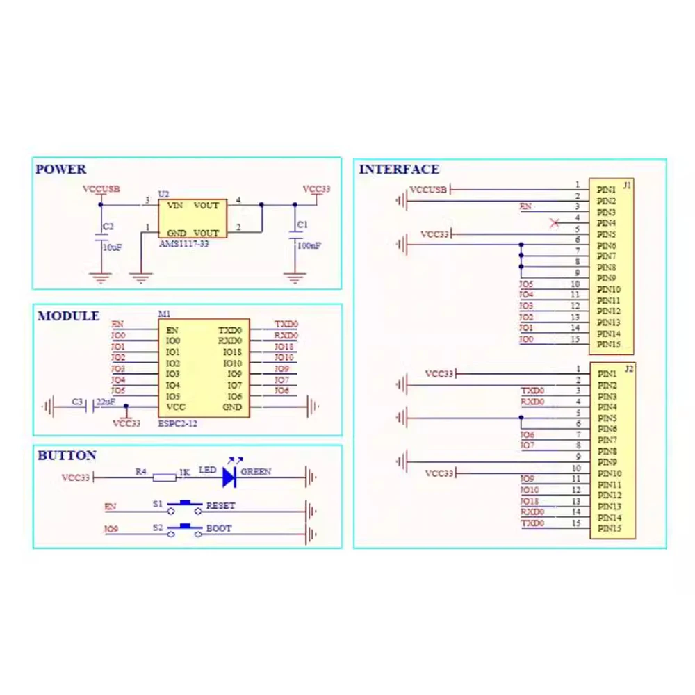 NODEMCU ESP32-C2 Модуль макетной платы Wi-Fi Bluetooth ESPC2-12 Универсальная плата малой мощности