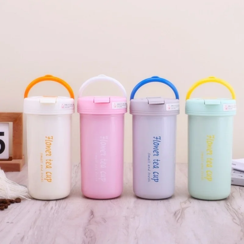 

430ml Cup Girls' Straight Hand-Held Water Cup 304 Stainless Steel Vacuum Straw Tea Insulation Cup Car Coffee Cup
