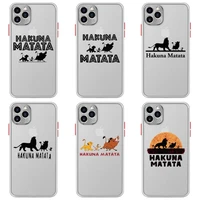 hakuna matata lion king phone case for iphone 12 11 pro max mini xs 8 7 plus x se 2020 xr matte transparent light white cover