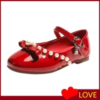 childrens leather shoes bigger girls leather shoes with pearl girls show shoes princess red girls party leather shoes