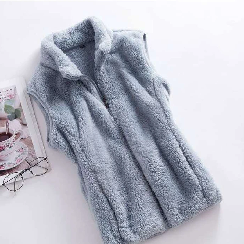 

Осенне-зимняя женская одежда, пальто, куртка без рукавов на молнии с высоким воротником, теплый жилет из кораллового бархата, женский жилет