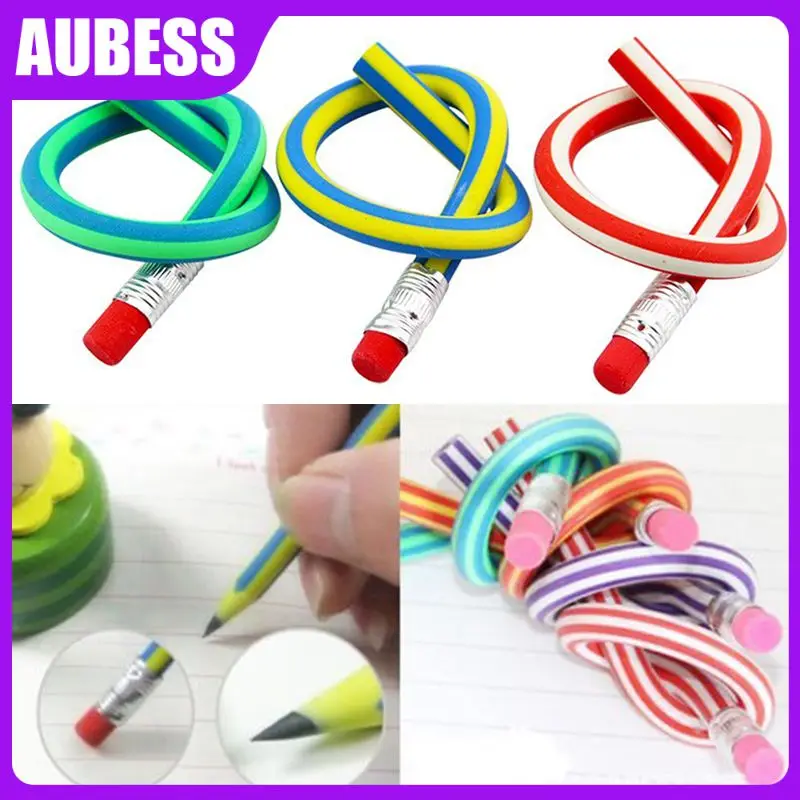 

Cute Soft Pencil Colorful Bendy Bendable Pencils Flexible With Eraser Student School Office Supplies Novelty Stationery