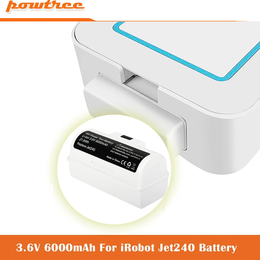 3.6V 6000mAh Replacement Battery Li-ion for iRobot Braava Jet240 241 244 BC674 240 Jet 240 Floor Mopping Robots batteries