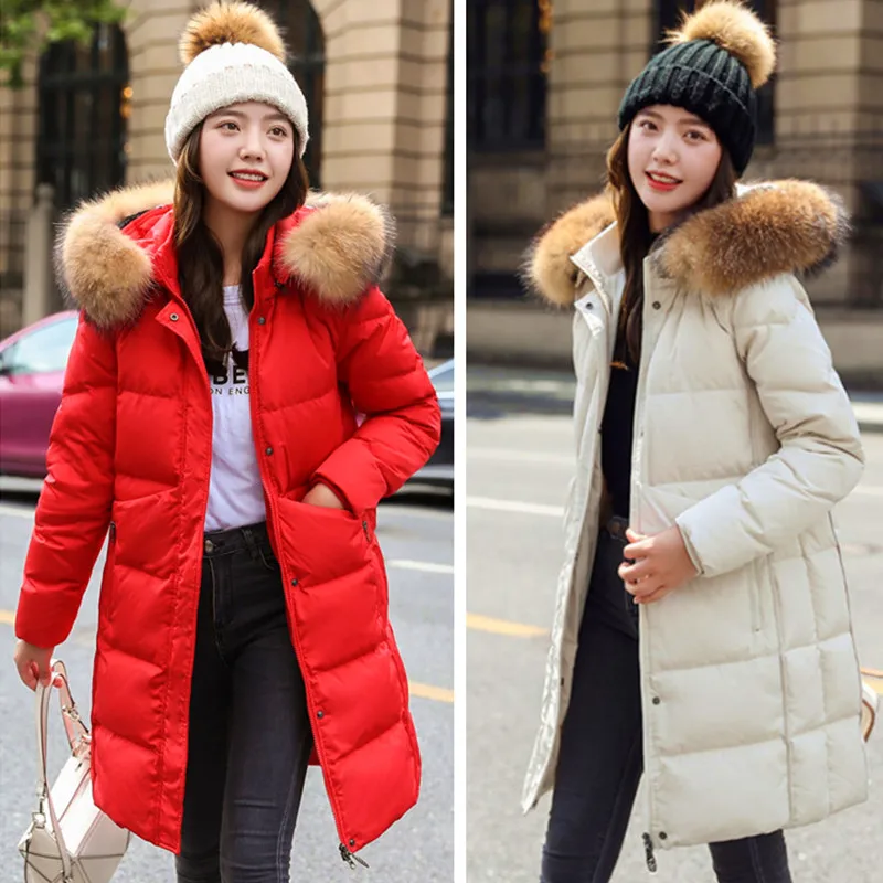 Down Cotton Jacket Slim Women's Medium Length Parkas Winter New Fashion Fur Collar Coat Thick Hooded Warm Padded Jackets enlarge
