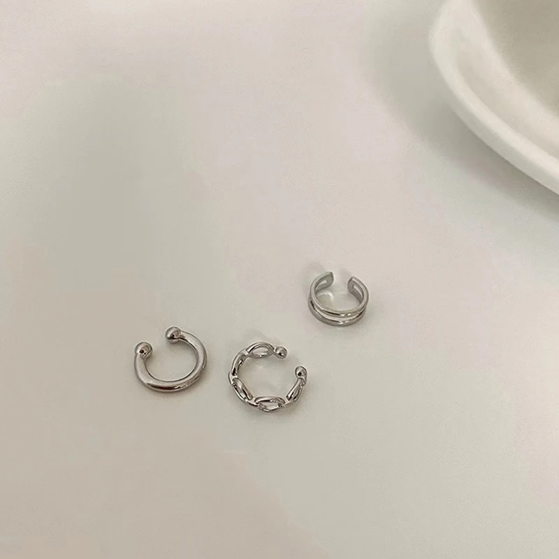 3Pcs/Set Clips Earring for Women Unisex Minimalist Fashion Cartilage Hoop Earrings Sets Ear Cuff fake piercing Clip on