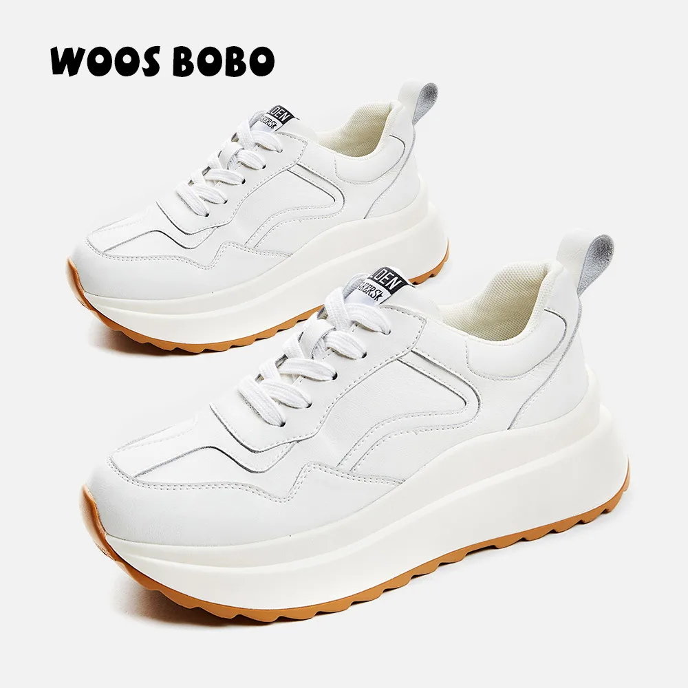 

Genuine Leather Casual Sneakers Women's Fashion Chunky Platform Sneakers Comfortable Female Increase Running Shoes Luxury 2022