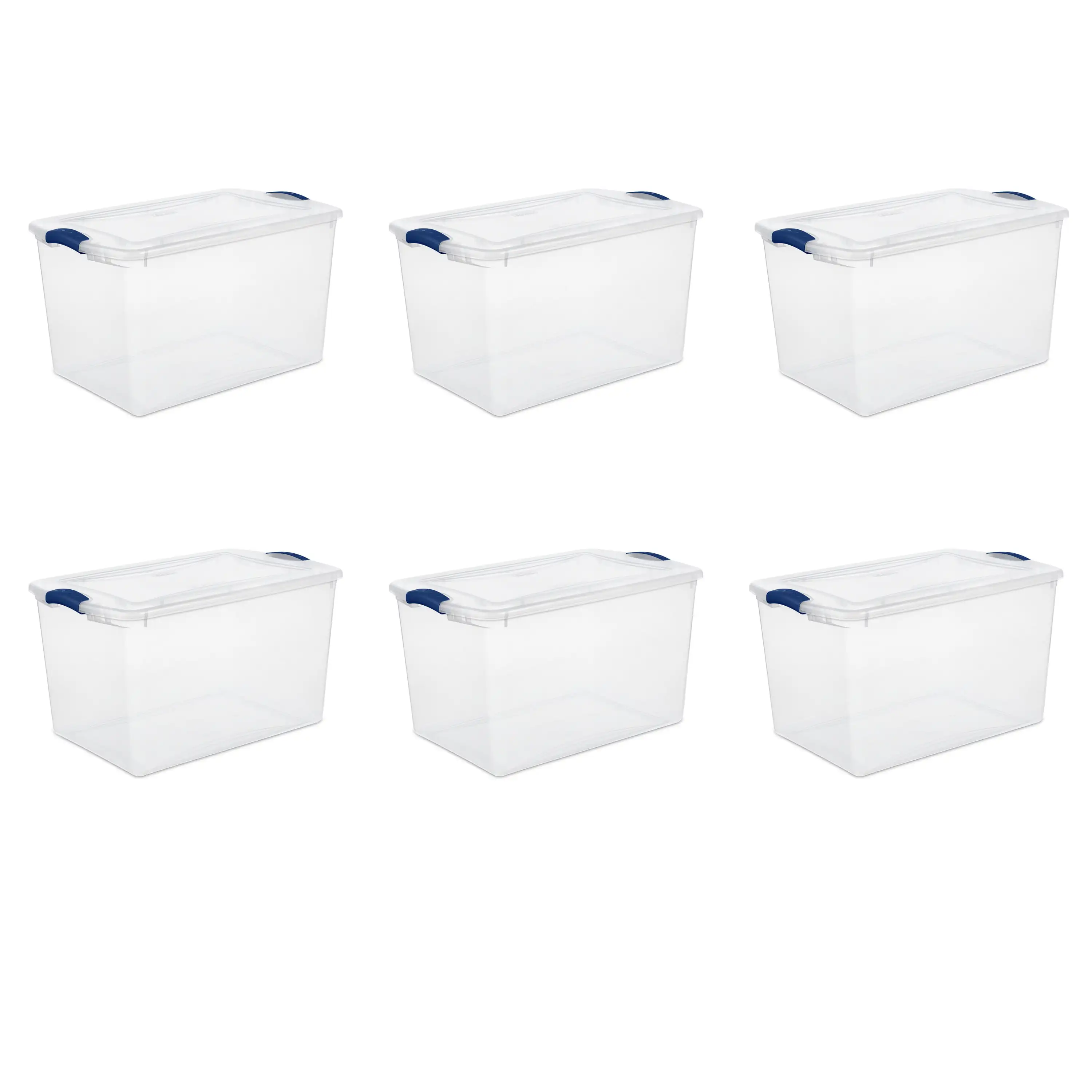 

66 Quart. Latch Box Plastic, Stadium Blue, Set of 6