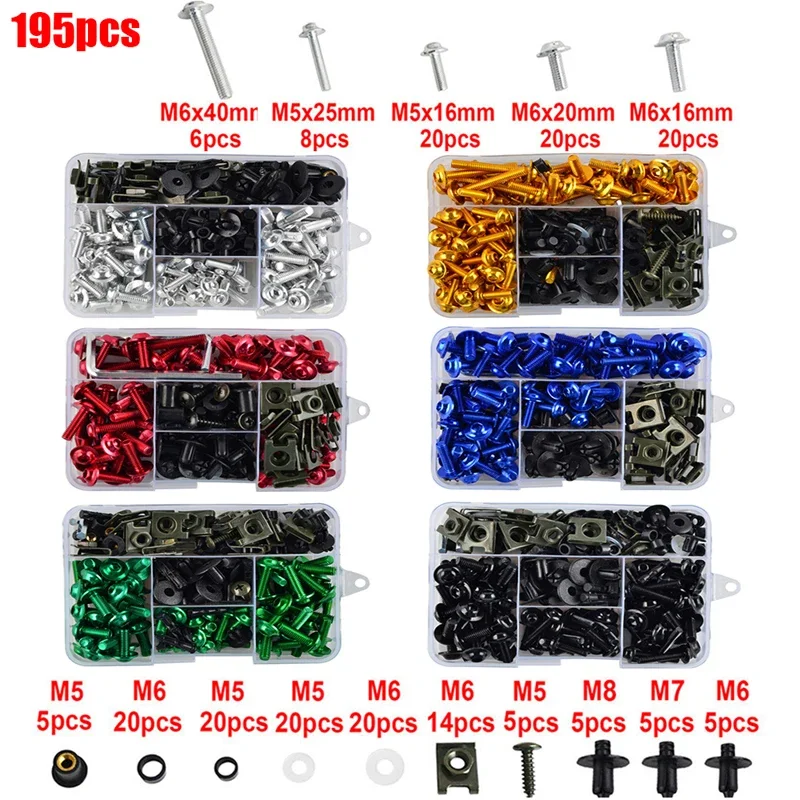 

195 PCS Fairing Bolt Kit body screws Clips For Aprilia RS125 RSV Mille/R/TUONO RSV1000R RSV4 /R/RF/RR