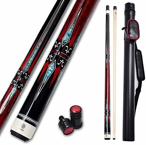 

Pool Cue with 1X1 Hard Case,Low Deflection Shaft 13mm Black Tip Billiard Ques Sticks,58" 2-Pieces 19-21 oz Professional Pool