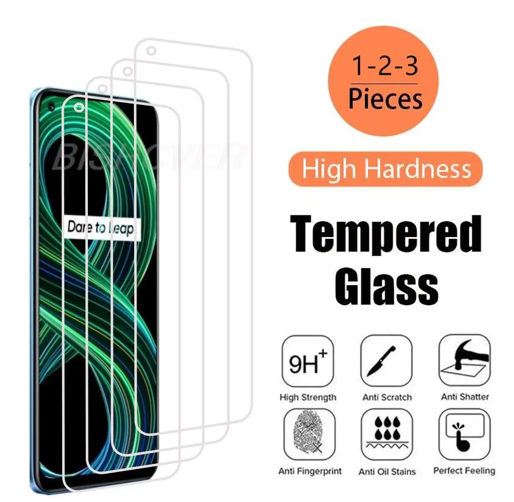 

4Pcs For Realme 8 5G Realme8s Tempered Glass Protective On Realme 8 RMX3241 RMX3381 Screen Protector SmartPhone Cover Film