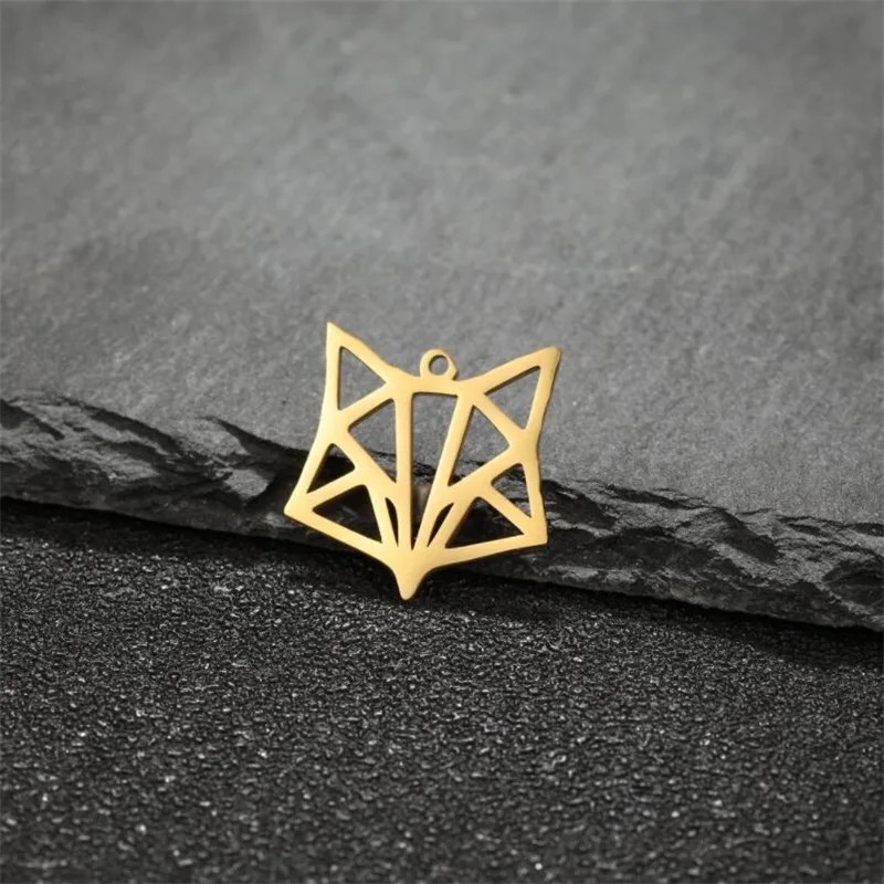

5pcs/lot Cartoon Stainless Steel Fox Charms Animal Pendant Necklace Earrings DIY Handmade Bracelet Jewelry Accessory 17*17mm