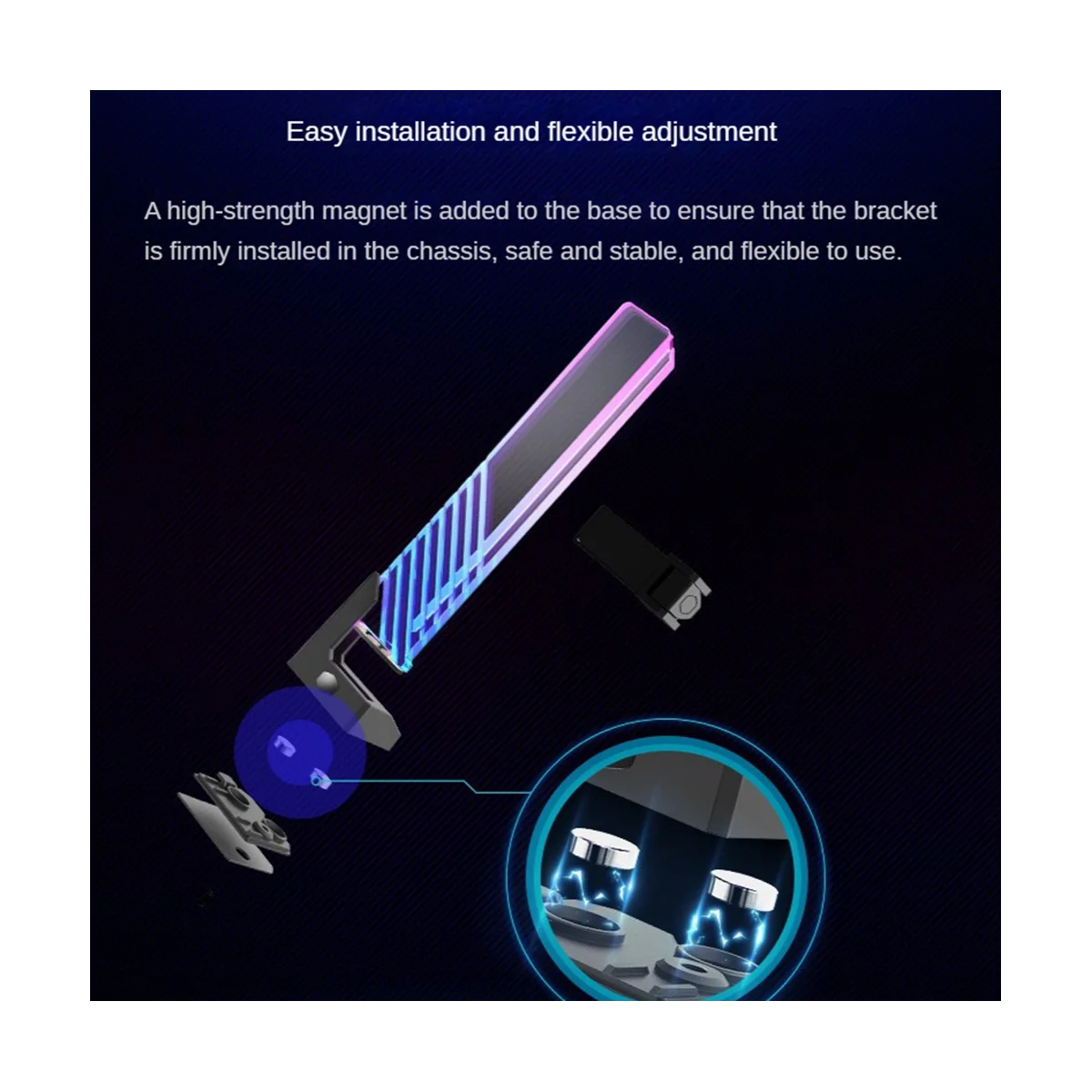 Master 5v/3pin Argb Graphics Cards Bracket Dazzling Tempered Glass Computer Gpu Holder Brace Height Adjustable
