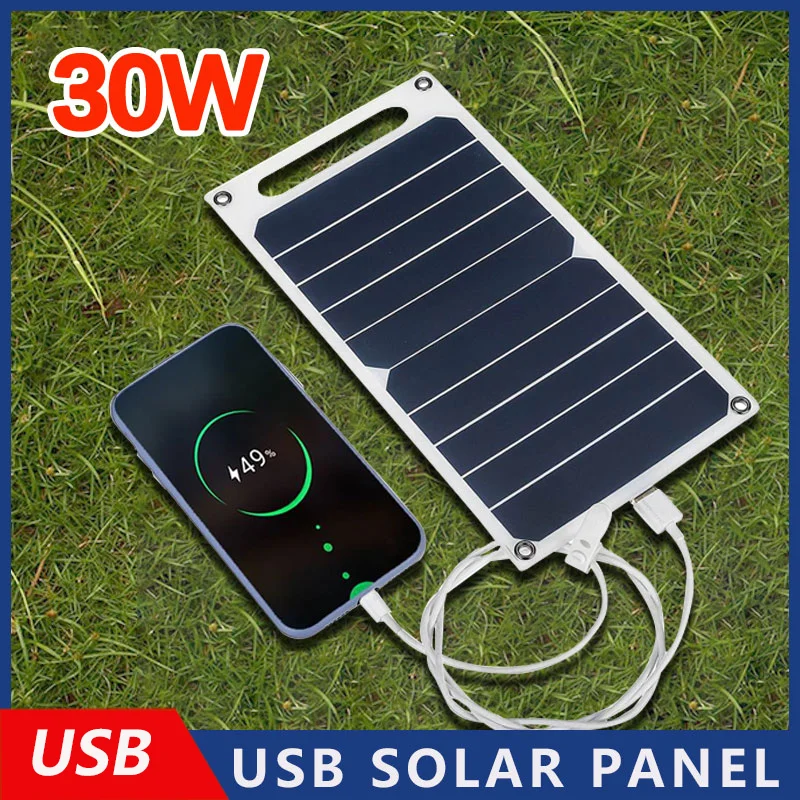 

Solar Panel 30W With USB Waterproof Outdoor Hiking And Camping Portable Battery Mobile Phone Charging Bank Charging Panel 6.8V