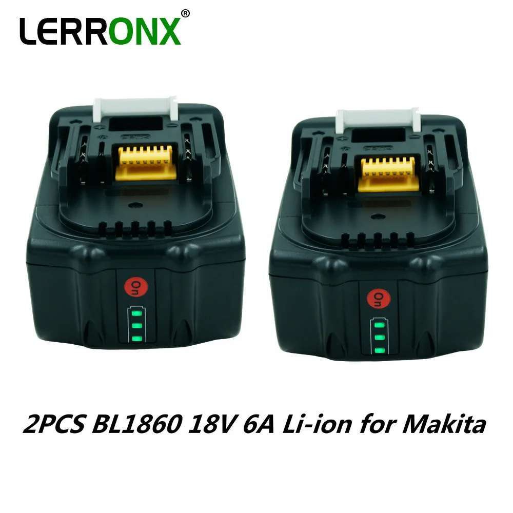 

2PCS BL1860 BL1850 18V 6000mAh Lithium Rechargeable Replacement Battery for Makita Power Tools LXT400 BL1840 BL1830