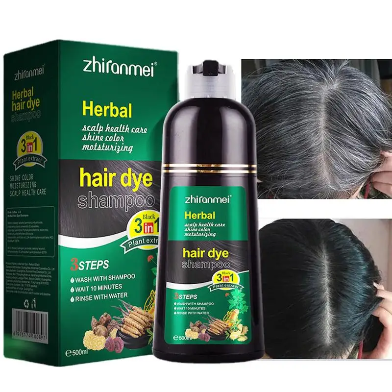 Shampoo For Gary Hair Dark Brown Black For Women Men 3 In 1 Black Hair Dye Shampoo 500ml