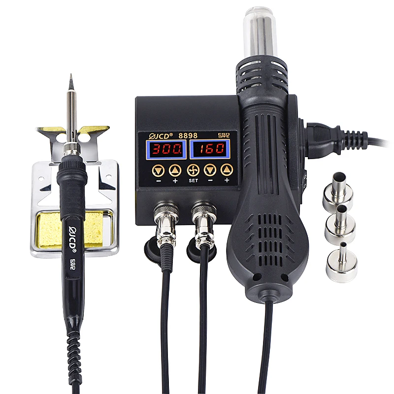

JCD 2 IN 1 8898 Soldering station LED digital station 750w Rework Station hot air gun Welding Repair soldering iron tools