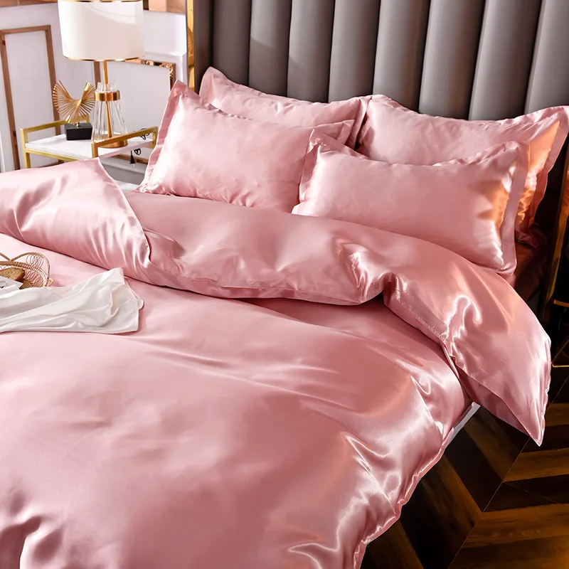 

Bedding Set Solid Color Luxury Comfortable Bedding Sheet Kit Rayon Satin Duvet Cover Set Twin Queen King Size Bed Set 3pcs/4pcs