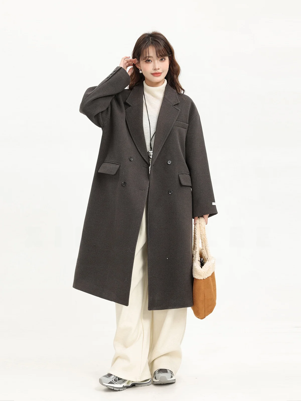 Xinmonlee осенне-зимний элегантный костюм средней длины пальто корейской серии