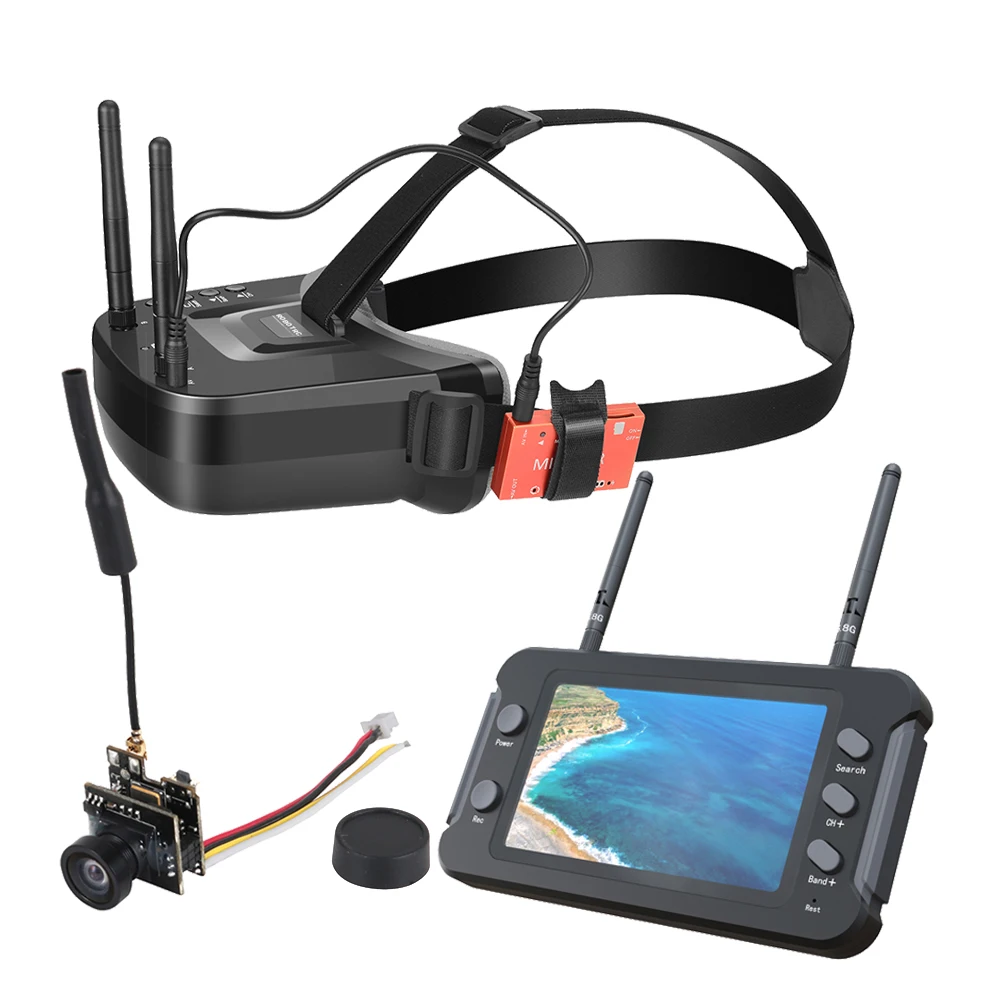 

5.8G 40CH Dual Antennas FPV Goggles Video Glasses Headset With 4.3 Inch LCD Display Monitor NTSC/PAL DVR And M8 800TVL Camera