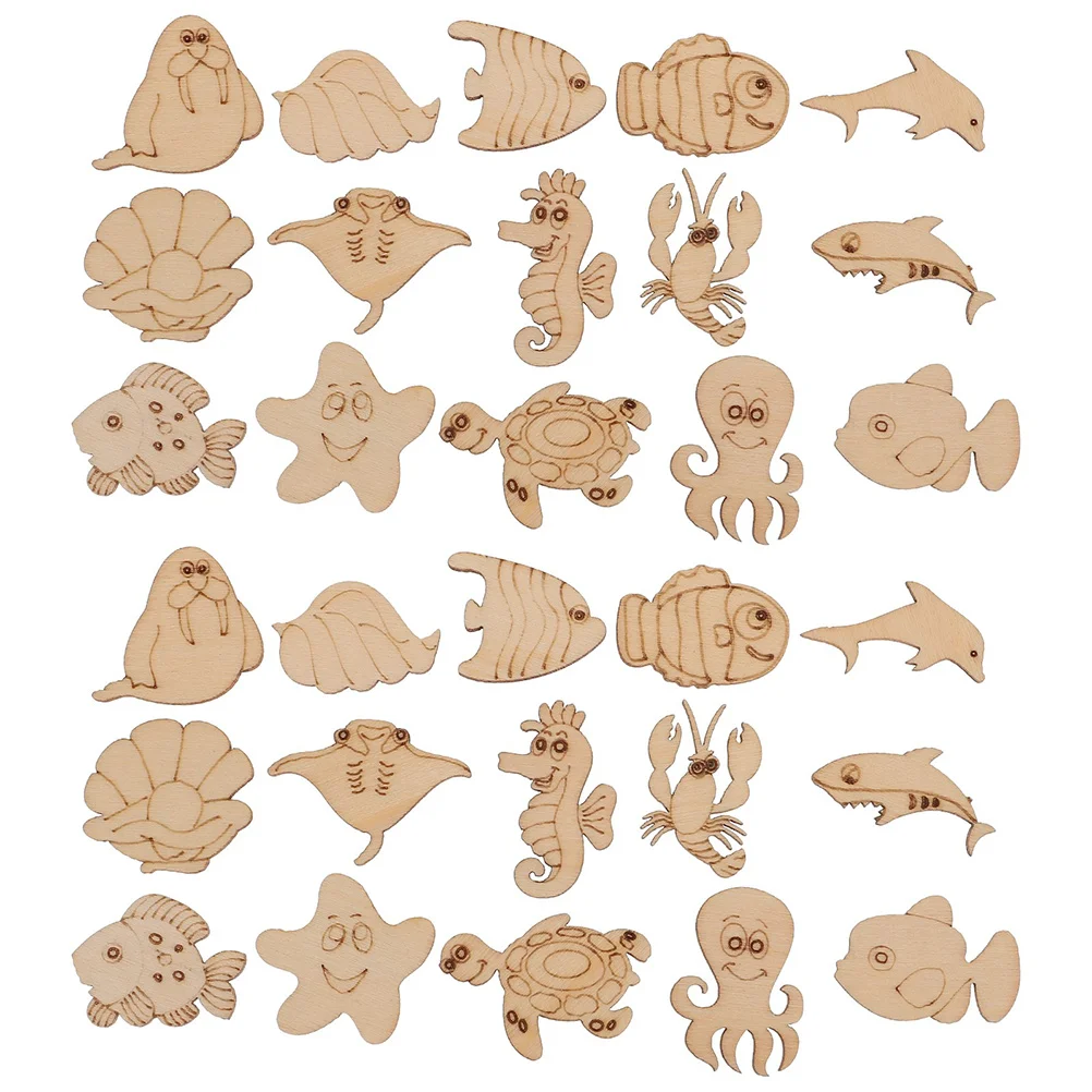 

Wood Cutouts Wooden Unfinished Animalocean Diy Shapes Cutout Slices Craft 3D Crafts Sea Animalsnautical Embellishments