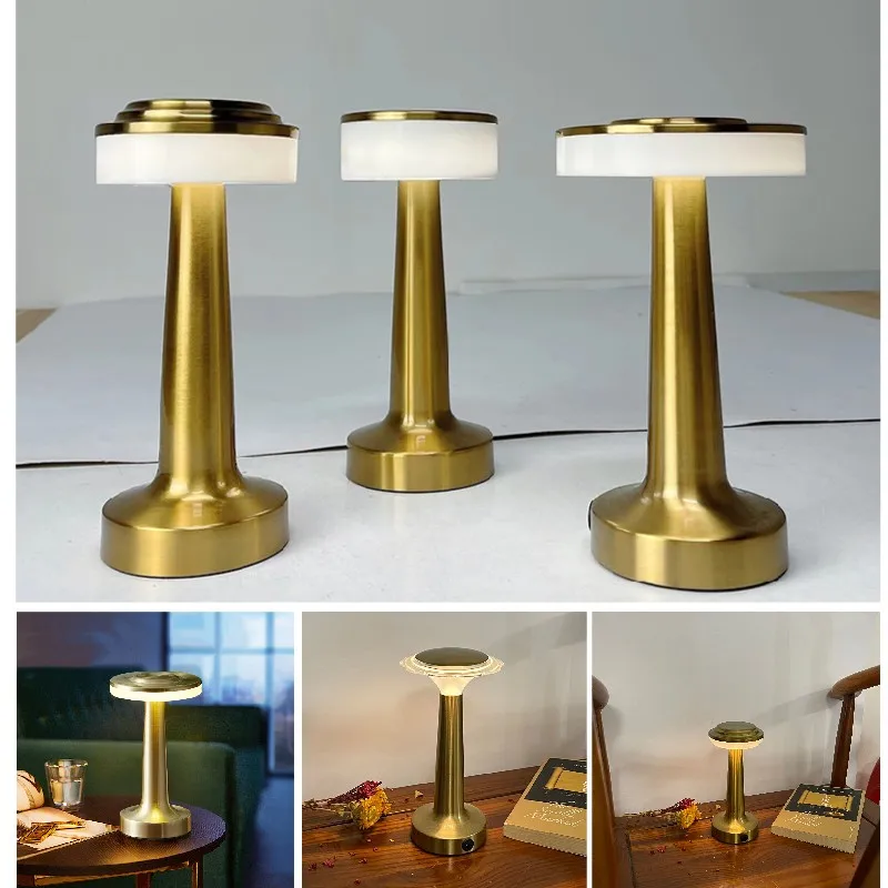 Retro Metal Table Lamp UAB Charging Touch Switch Desk Lamp Mushroom Lamp Bedside Table Bar Hotel Cafe Bedroom Night Lamp