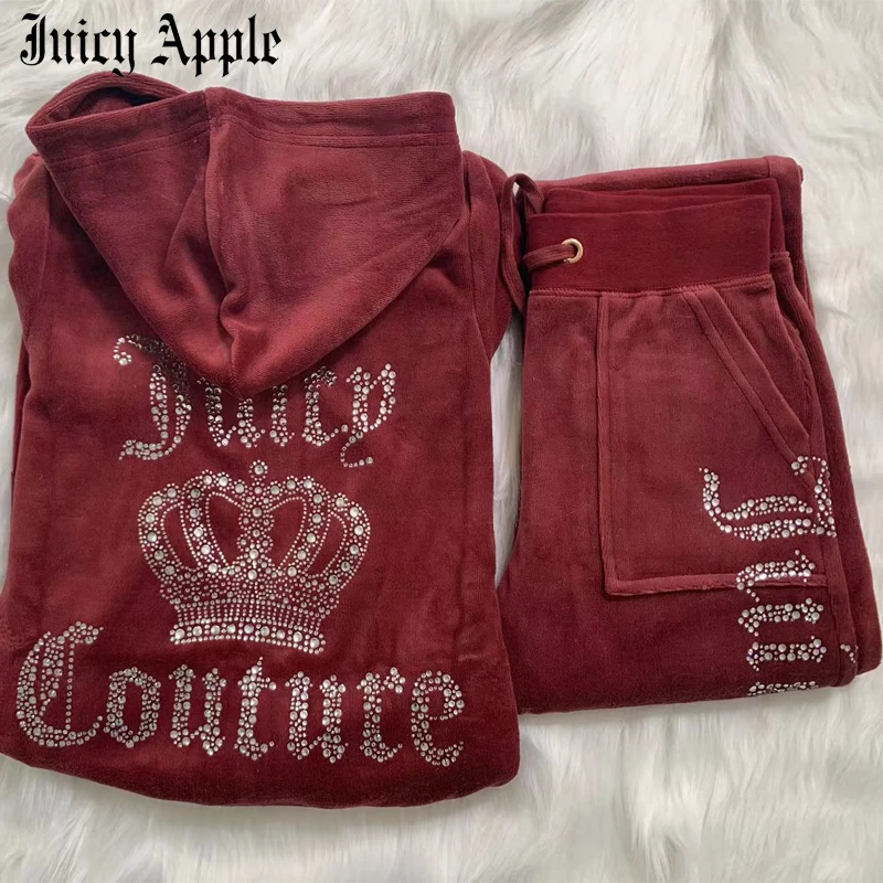 

Juicy Velvet Tracksuit Women 2022 Women's Brand Velour Tracksuits Suit Women Sewing Suit Hoodies And Pants Sets Juicy Apple Met