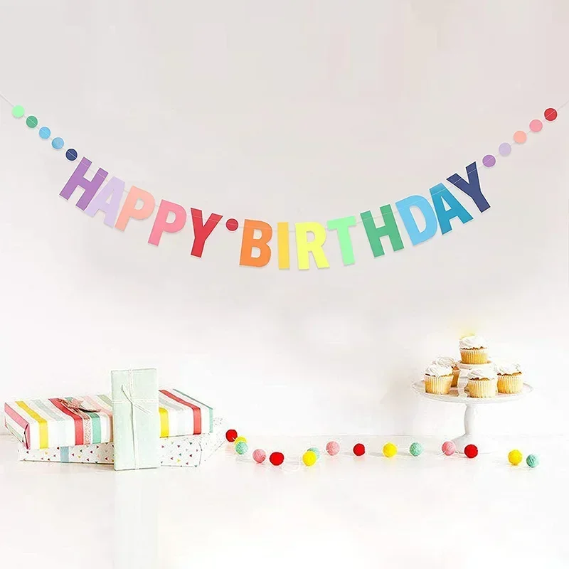 

Радужный бумажный баннер HAPPY BIRTHDAY MOONBIFFY для дня рождения