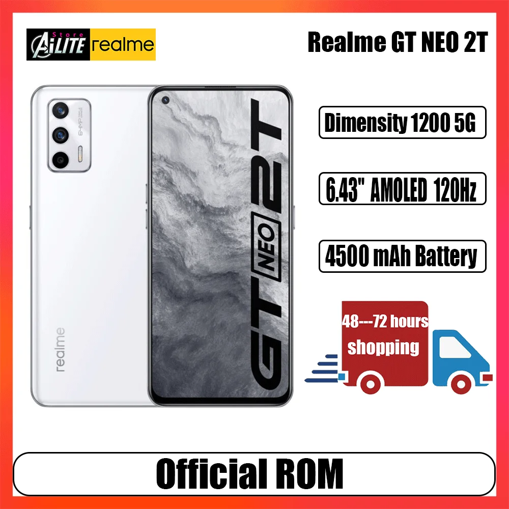 realme gt neo2t 5g smart phone 6 43nch super amoled 120hz screen 64mp camera 65w flash charge free global shipping