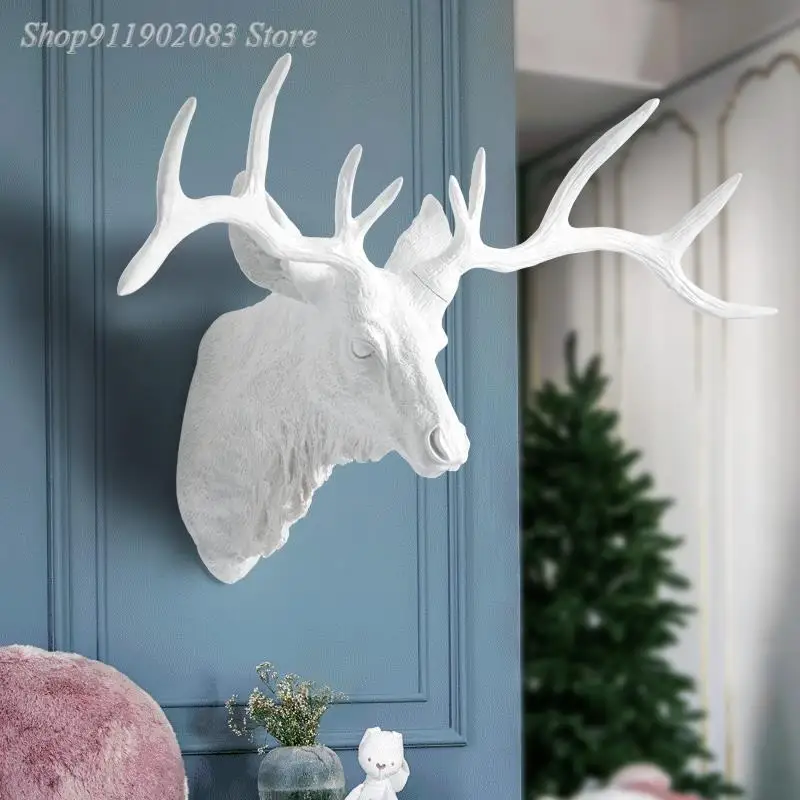 

2023 NEW Nordic Resin Simulated animal deer elk head Decorative wall hanging Wall decoration pendant Modern living room decor