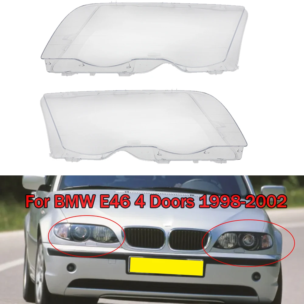

Car Front Headlight Lens Cover Halogen For BMW E46 4 Doors 1998-2002 318i 320i 323i 325i 330I Glass Auto Lampshade E 46