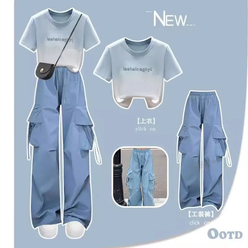 Женский спортивный костюм из двух предметов Повседневная футболка с коротким