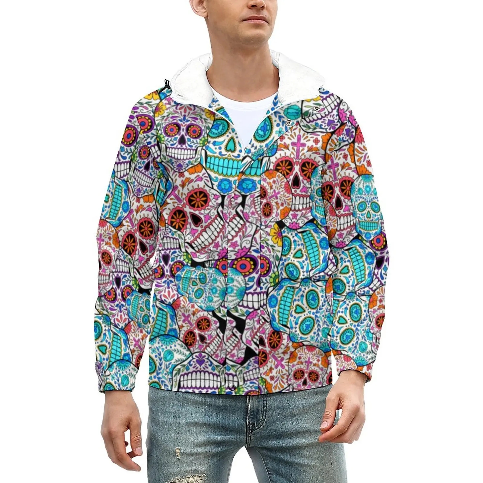 

Куртка со скелетом, зимняя теплая Повседневная ветровка с цветами, на молнии