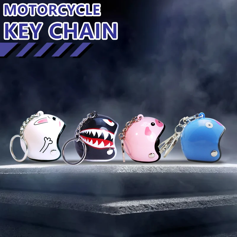 

Creative Motorcycle Safety Helmet Key Chain Cartoon Key Ring Decoration Cute Key Chain Boutique Design Key Card Chain