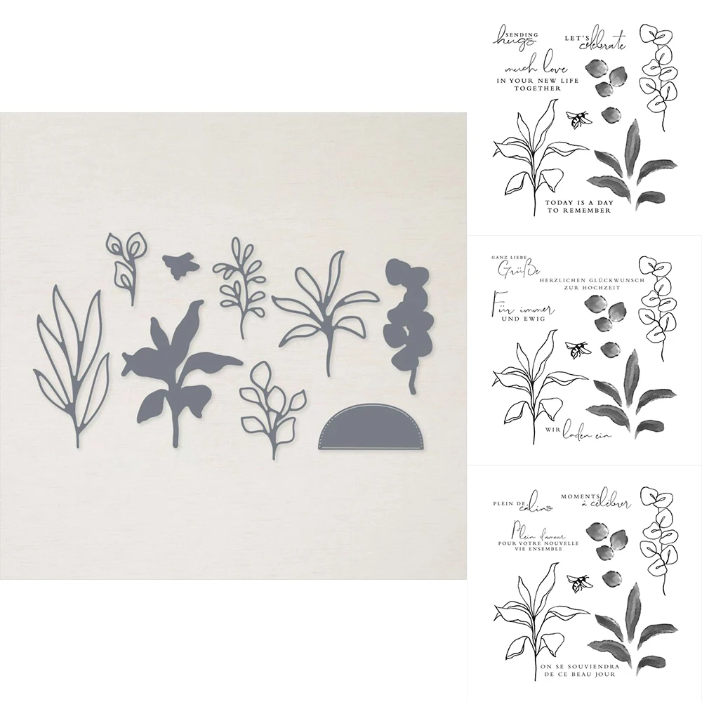 

Dies Stamps Set Lush Foliage Sendning Hugs Best Wishes Celebrate Words DIY Scrapbooking Paper Cards Making Template 2022 Hot