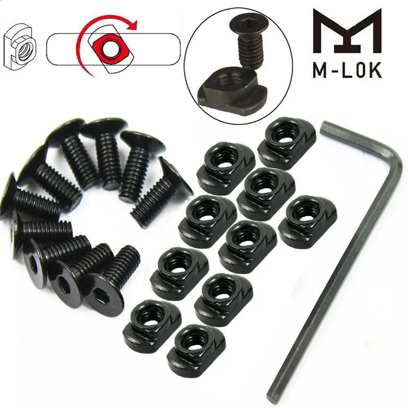 

10Pcs M-Lok Keymod Screw Nut Replacement Set with Allen Wrench for Standard M-Lok/Keymod Handguard Rail