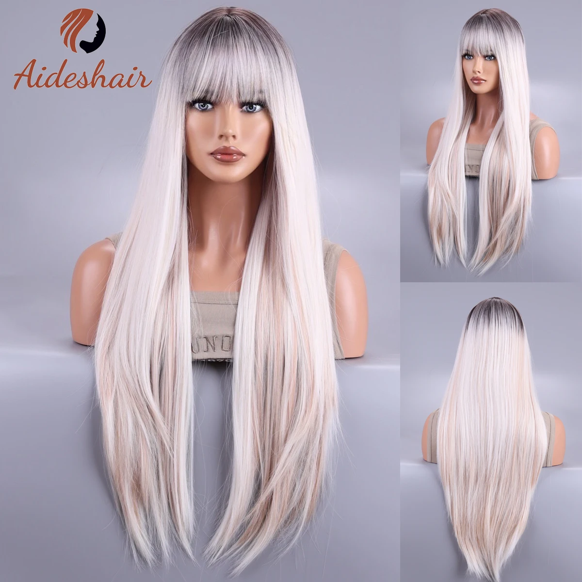 Aideshair Kinzie Длинный Волнистый Синтетический Парик Натуральный Мелированный
