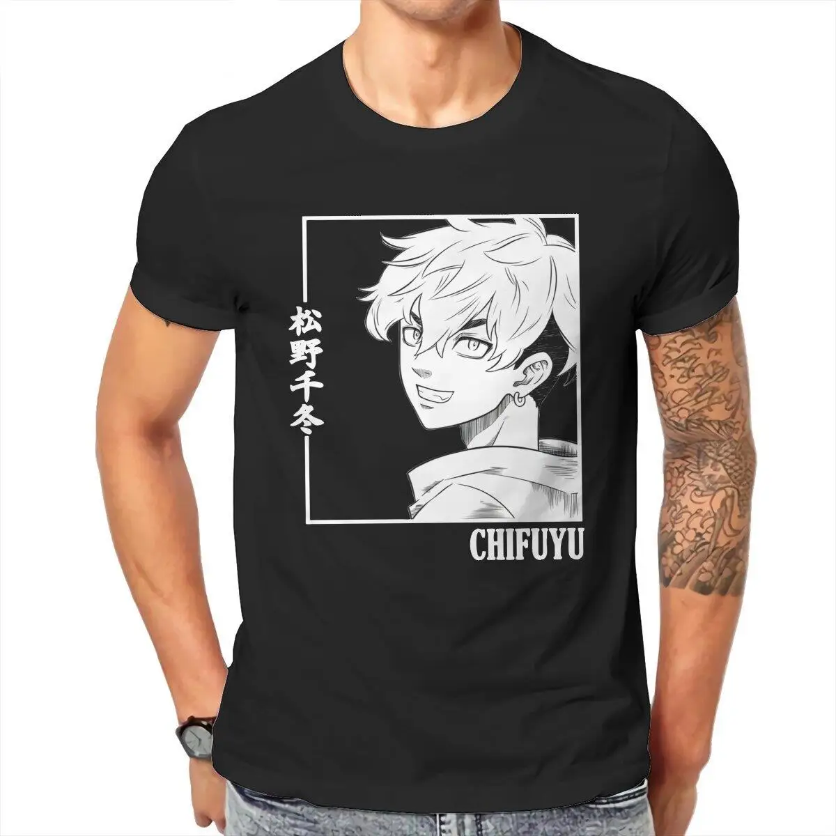 Men Tokyo Revengers  T Shirt Japanese Anime Chifuyu Cotton Clothes Funny Short Sleeve Crew Neck Tees Plus Size T-Shirts
