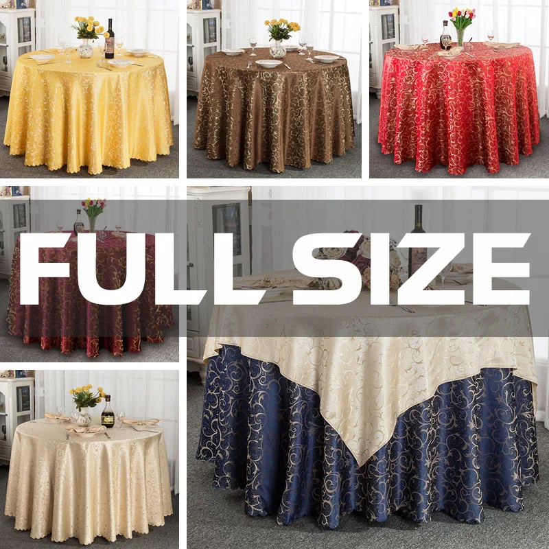 

280/300/320cm Round Polyester Luxury Jacquard Tablecloth Thick Dining Table Cloth Cover For Hotel Wedding Birthday Party Events
