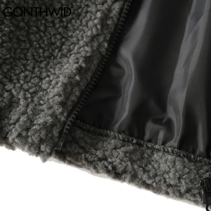 Куртка GONTHWID флисовая в стиле Харадзюку уличная одежда однотонный Повседневный