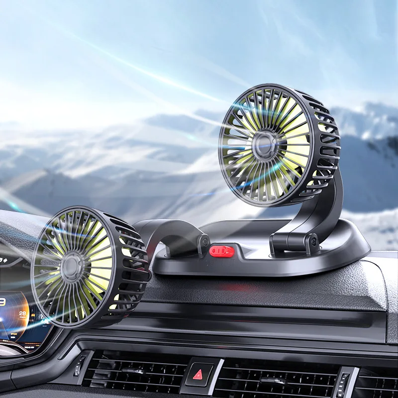 

Portable Car Cooling Fan Universal 12V USB Mini Dual Head Cooler Fan Adjustable Auto Electric Fan Cooler Car Accessories