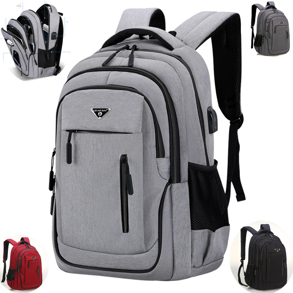 

Большой рюкзак xzan для ноутбука 15,6 дюйма/17,3 дюйма, Мужская компьютерная школьная деловая сумка с USB, водонепроницаемый рюкзак из ткани Оксфорд, рюкзак для колледжа