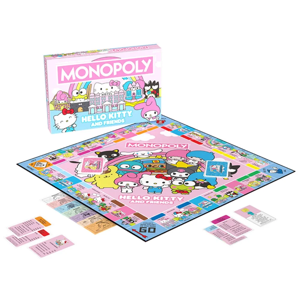 

Cinnamoroll Kuromi Pompompurin Hello Kitty Pochacco Sanrio Plush My Melody Cartoon Cute Monopoly Board Game Anime Toys for Girl