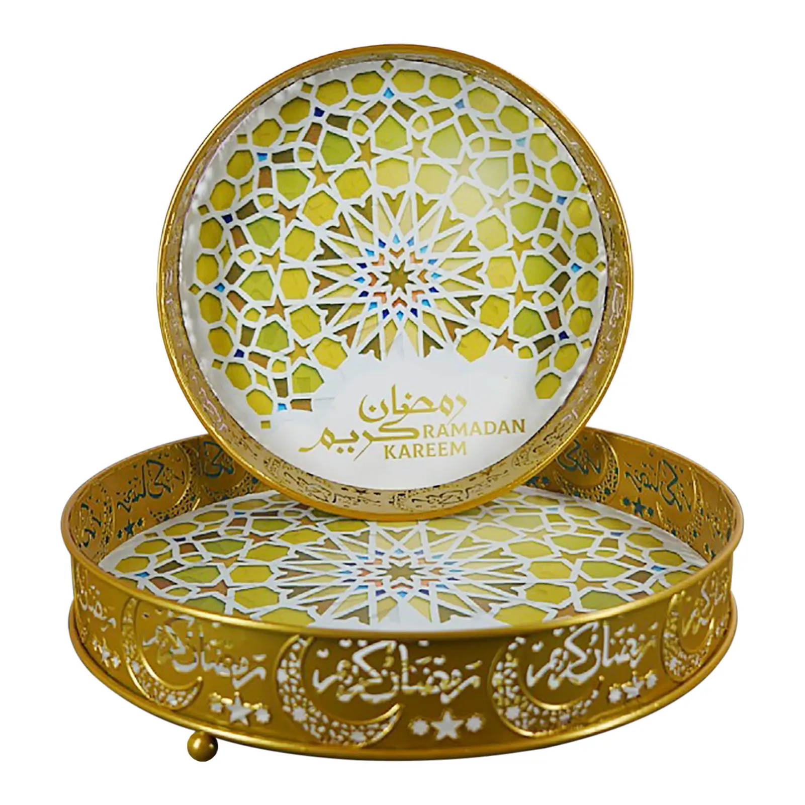 

Iron Eid Mubarak Decoration For Home Islamic Ramadan Kareem Muslim Party Decor Eid Food Tray Round Fruit Plate For Eid Al Adha