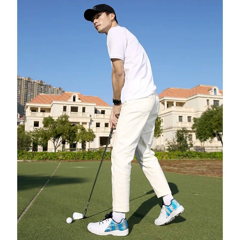 Classical Genuine Leather Golf Shoes for Men Quick Lacing Outdoor Golf Walking Training Sneakers for Unisex Professional Shoes