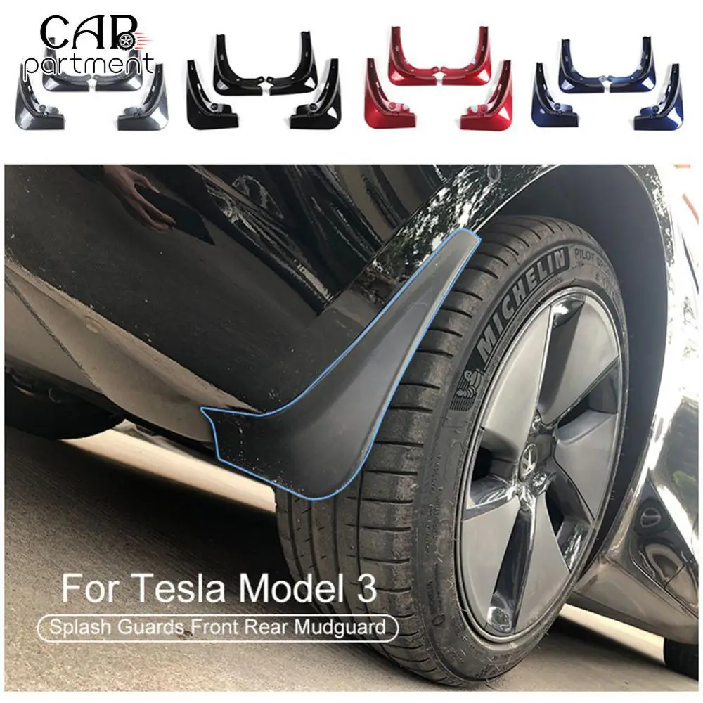 

Protector Car Mud Flaps Guard Fender 4 Piece Set No Need To Drill Holes Matte Black Carbon Fiber Front Rear Wheel Mudguard Abs