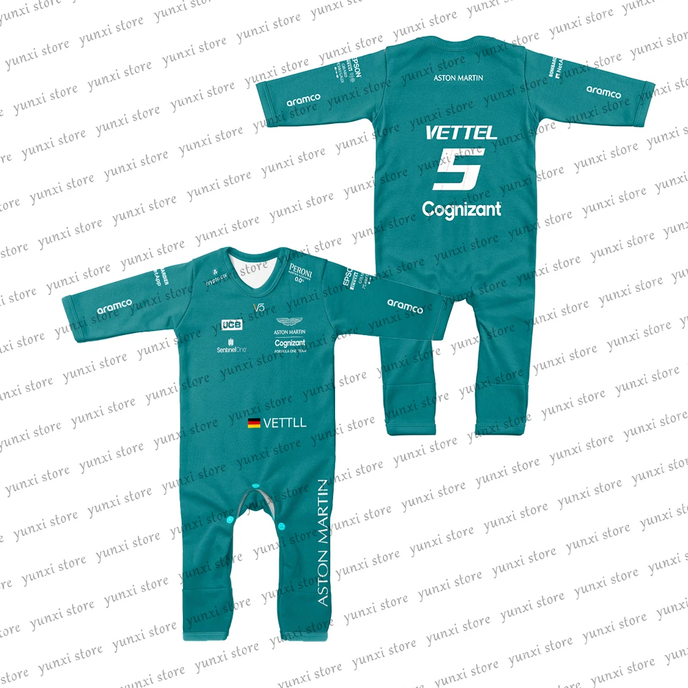 

Newborn 3-24 Years Old M Baby Boy Baby Girl Indoor And Outdoor Crawling Suit New F1 Racing Aston Martin Team Fashion Baby Onesie