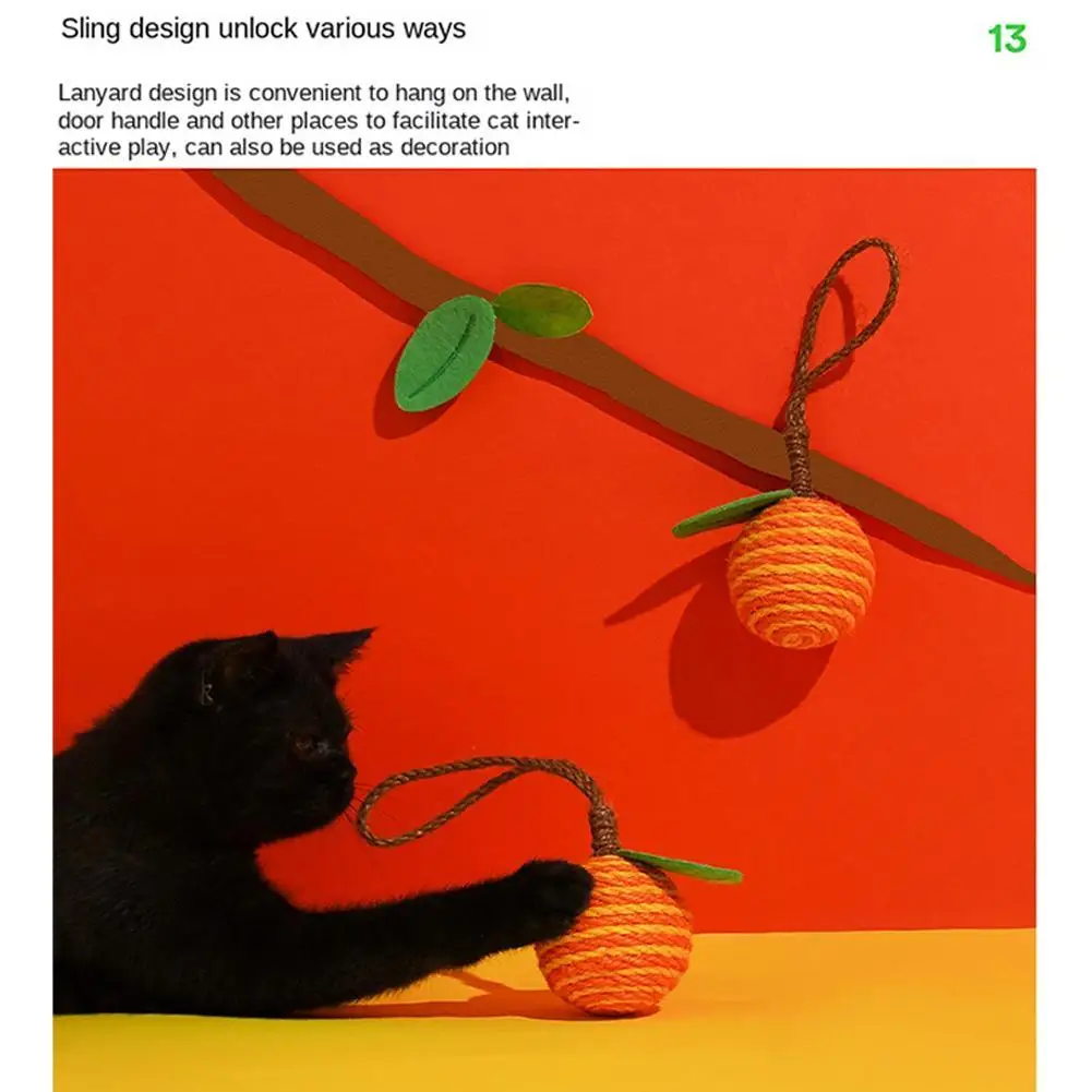 

NEW 4.5cm Pet Cat Sisal Ball Simulation Fruit Shape Chew Toys Pet Supplies For Relieve Stress Anxiety Boredom